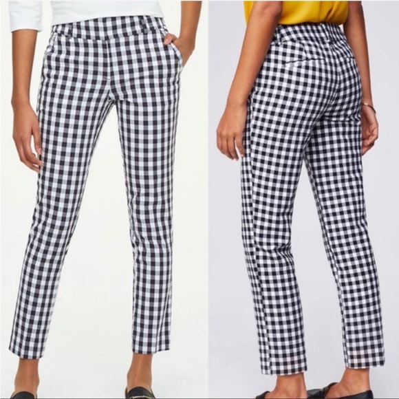 LOFT Pants - Ann Taylor LOFT Women’s Marisa Pants, Black and White Gingham Size 4
